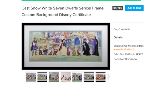 Signed Disney Cast of Snow White Seven Dwarfs Sericel Framed with background - Picture 9 of 9