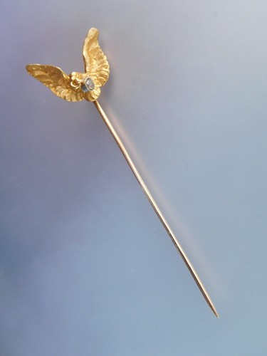French English Art Nouveau 18K Gold Eagle Liberty Flight Diamond Stick Pin 🦅 - Picture 5 of 11