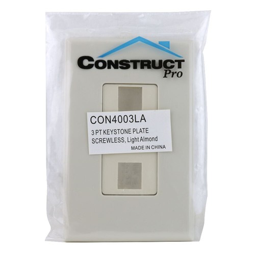 Construct Pro 3-Port Keystone Wandplatte mit schraubenloser Oberfläche (helle Mandel) - Bild 5 von 5