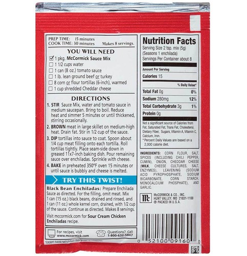 McCormick Enchilada Sauce Seasoning Mix - 1.5 Oz - EACH - Bild 2 von 2