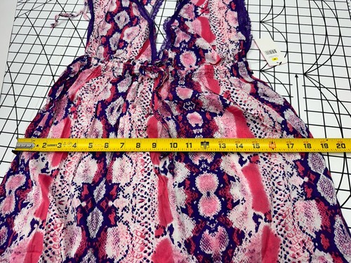 BETSEY JOHNSON Lace Trim Mini Woven Caftan Dress - Snakeskin - Medium - New - Picture 11 of 12