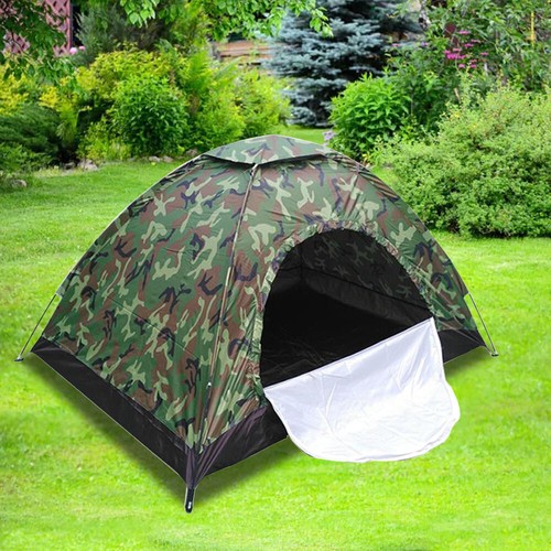 Outdoor Camouflage Camping Tent Foldable Quick Shelter Hiking for 3-4 Persons - Picture 1 of 8