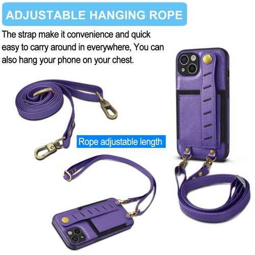 For iPhone 13 / 13 Pro Max Wallet Case Leather Crossbody Card Phone Cover Stand - Picture 24 of 33