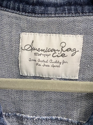 Chaqueta de mezclilla azul recortada recortada American Rag Cie para mujer talla pequeña - Imagen 6 de 12