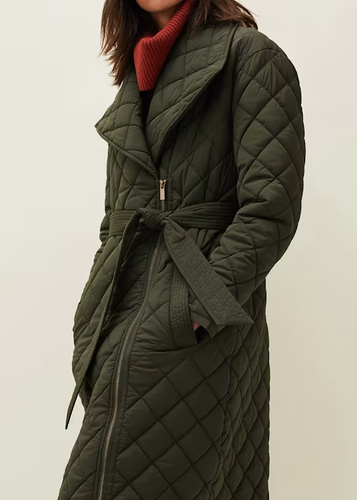 Phase Eight Nila Quilted Puffer Coat Jacket Longline Khaki UK 18 RRP £179 - Picture 5 of 10