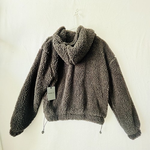 Damen Hurley Quarter Zip Kunstfell Hoodie Pullover in Segel schwarz Gr. M Medium - Bild 10 von 10