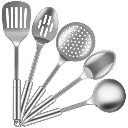 5 Pcs Stainless Steel Cooking Utensil Set Kitchen Baking Spoon Spatula BBQ New - Picture 10 of 10