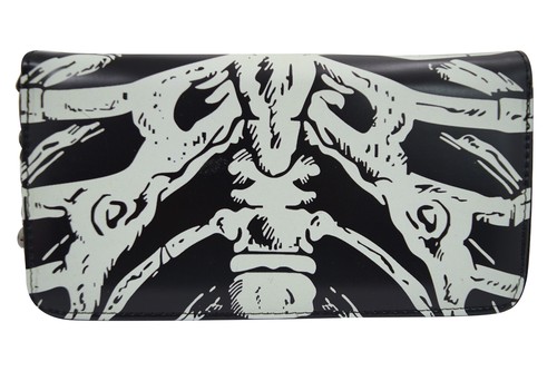 Lost Queen Gothic Skeleton Ribcage Glow in the Dark Zip Around Wallet - Picture 6 of 6