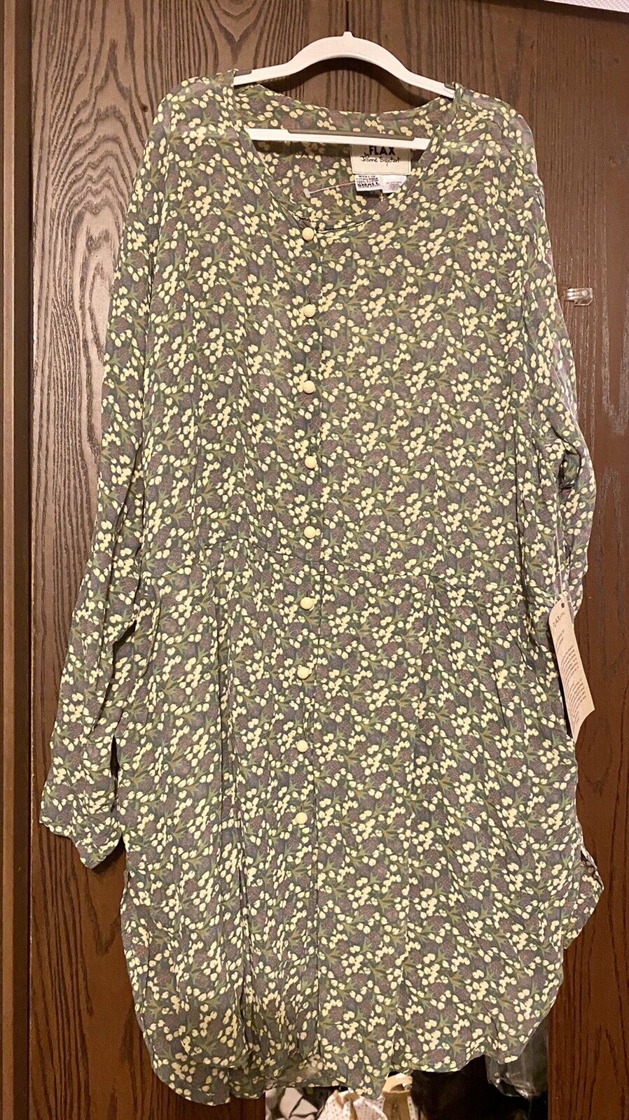 Flax by Jeanne Dress Small Floral Tunic Rayon NWT… - image 1