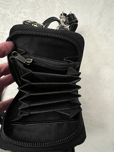 Vintage Buxton Black Crossbody Wallet Leather  W/Cell Pocket & Detachable Strap - Picture 3 of 5