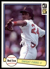 1982 Donruss Baseball Card Dwight Evans Boston Red Sox #109