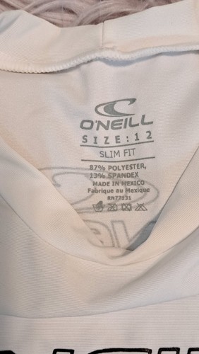 NwT Oneill Boy's Performance 50+ SPF Color. WHITE Shirt Size 12 Logo Slim fit - Picture 6 of 7