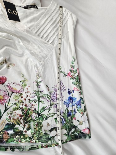 NWT C.O.Z.Y. Womens Long sleeve White floral Pullover top, Womens size 8 - Picture 6 of 6