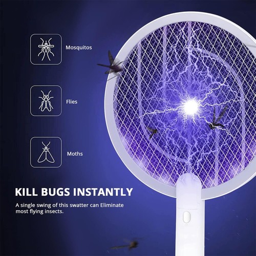 Electric Fly Swatter Racket 2500V USB Rechargeable Insect Killer Zapper Trap NEW - Picture 4 of 20
