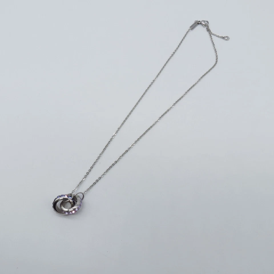 Фиолетовый розовый кристалл блокировки подвеска ожерелье серебристого тона милый кокетка 17» - Изображение 3 из 4