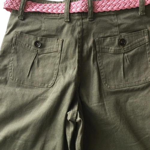 Bana Di Jeans VTG Y2K Girls Wide Leg Capri Pants Sz 14 Green w/Belt 24" Waist - Picture 4 of 6