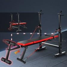 600lbs All in 1 Adjustable Weight Bench Set with Squat Barbell Rack Full Body US