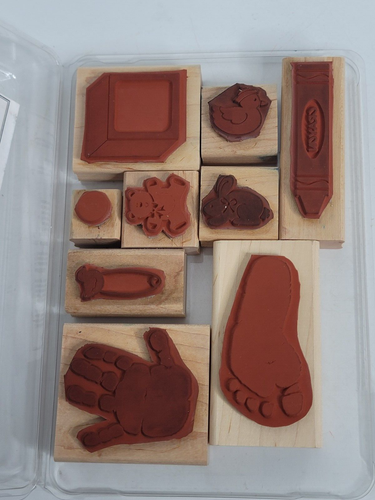 Stampin’ Up Definitely Decorative Kids Handprint Baby Shower Rubber Stamps Set - Picture 3 of 6