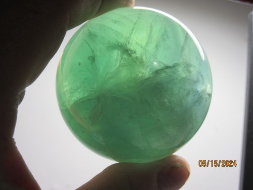 AAA 2 1/4" Natural Green Fluorite Quartz 56mm Sphere Collectible GFPS-2.23 - Picture 13 of 14
