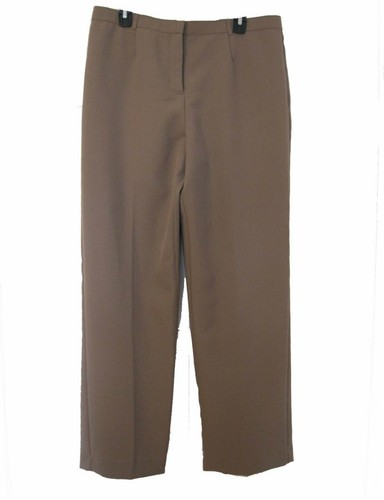 NEW Pants Brown Slacks Size 12 L Slimming Pant Trousers Birch Career Flat Front