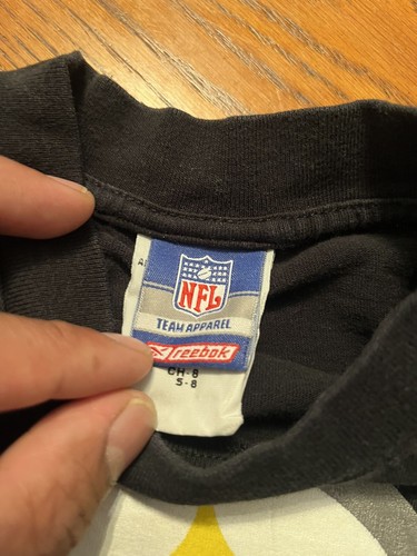 vintage reebok pittsburg steelers youth size 5 8 black long sleeve crew neck - Picture 3 of 7