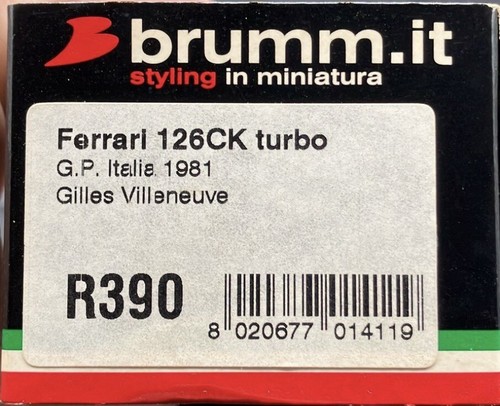 Brumm 1/43 Ferrari 126 CK Turbo GP Italia 1981 #27 Gilles Villeneuve #R390 - Picture 4 of 4
