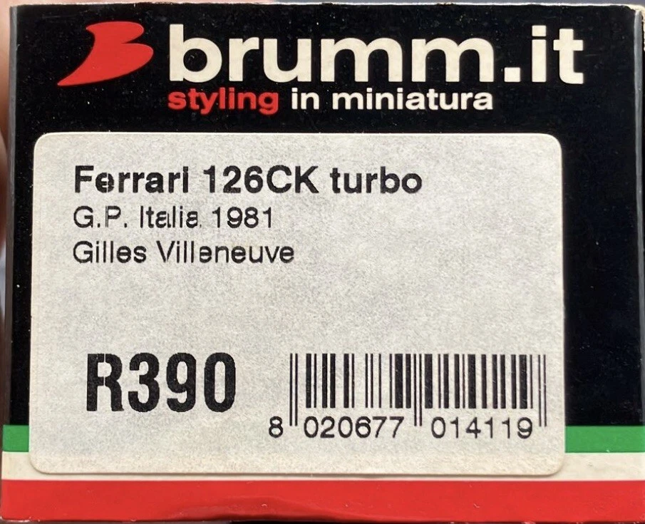 Brumm 1/43 Ferrari 126 CK Turbo GP Italia 1981 #27 Gilles Villeneuve #R390 Foto 4 de 4