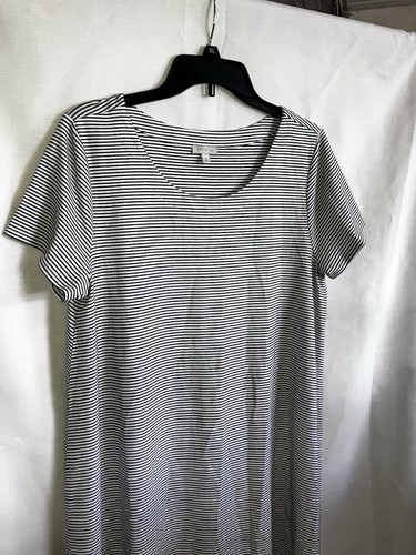 Vestido para mujer Talbot's grande a rayas blanco y negro hasta la rodilla rayón T2 - Imagen 2 de 7