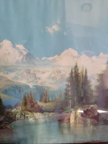 Antiker gerahmter Thomas Moran Druck Rocky Mountains Landschaft Tonalist goldfarben - Bild 13 von 18