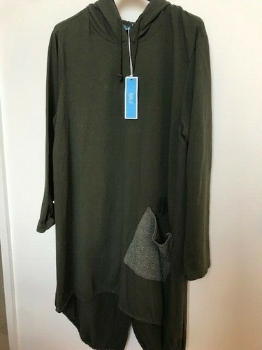 NUOVA FELPA CON CAPPUCCIO CASUAL OVERSIZE BILLI ABITO TUNICA TOP TAGLIA UNICA UK 12-16 - Foto 22 di 23