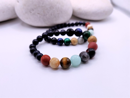 Partnerarmband Armband Set Sonnensystem Galaxie Halbedelsteine Naturstein Paar - Bild 3 von 3