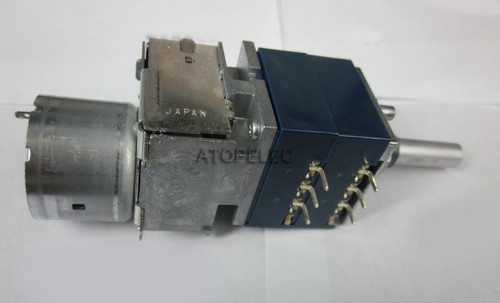 Japan ALPS RK27 100KAX2 Motorized LOG Stereo Potentiometer Dual 100K 2-gang - Picture 2 of 2