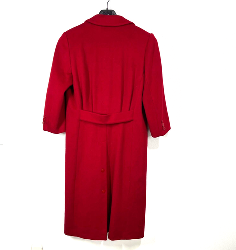Vtg Cassidy Wool Long Peacoat Size 8 Lined Claret Red Hand Tailored Buttons USA - Picture 2 of 13