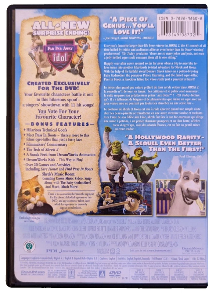 Shrek 2 (DVD, 2004, Full Screen) - Image 2 of 4