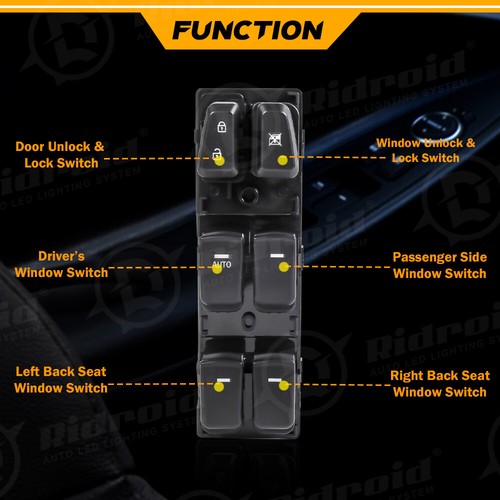 Interruptor de ventana eléctrica principal del lado del conductor delantero izquierdo para Hyundai Sonata 2011-2015 - Imagen 4 de 18