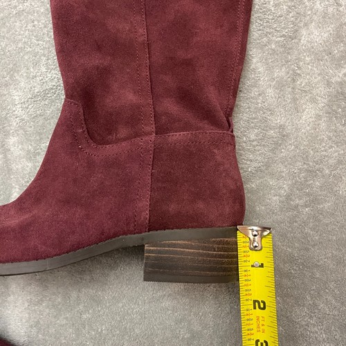 Lucky Brand Lefara Boots Womens Size 6 M Sugar Red Synthetic Mid Calf Block Heel - Picture 4 of 8