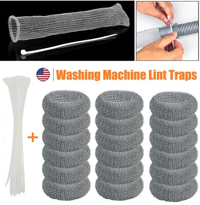 #ad 72× Washing Machine Lint Traps Snare Drain Filter Screen Steel Wire Mesh Ties US $9.26