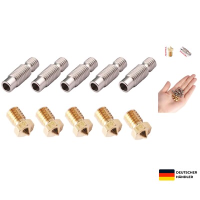 10 pcs 3D Drucker Zubehör Kit, 5pcs V6 0,4mm Messing Düse + 5pcs V6 22mm Edel...