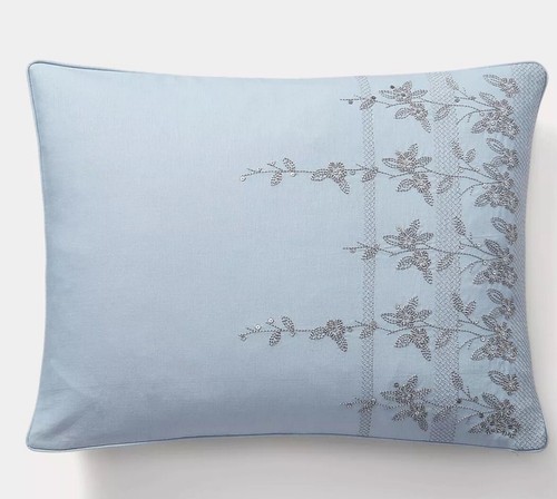 RALPH LAUREN CAROLYNE EMBROIDERY DECO PILLOW 15”x20” OBLONG BLUE NWT $200 NICE - Picture 1 of 13