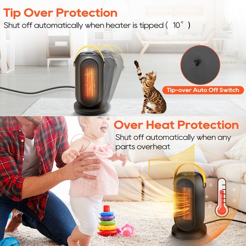 1500W Electric Ceramic Space Heater Fan Warm Wind Adjustable Thermostat BedRoom - Bild 40 von 45