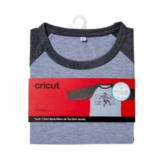 Cricut Unisex Raglan T-Shirt Boys L Blank Dark Light Heathered Gray Sublimation