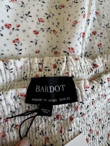 BNWT Bardot Mini Rose Design Puff Sleeve A-line Ditsy Shirred Dress Size AUS 14 - Picture 10 of 18