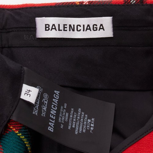 BALENCIAGA 2017 Runway red green punk plaid detachable zipper pants FR34 XS - Picture 8 of 9