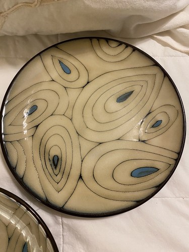 PIER 1 IMPORTS RETIRED TEAL REACTIVE SALAD PLATES REPLACEMENTS COLLECTABLE SET 3 - Picture 3 of 17