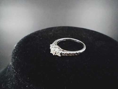 Oro Blanco Sólido 14K ~ Diamantes Redondos NATURALES ~ Anillo de Compromiso ~ Talla 5.25 (#186) - Imagen 3 de 5