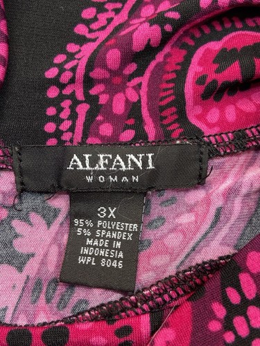 Alfani Shirt Blouse Womens 3X Extra Large Black Paisley Casual Carrier Romantic - Picture 4 of 8