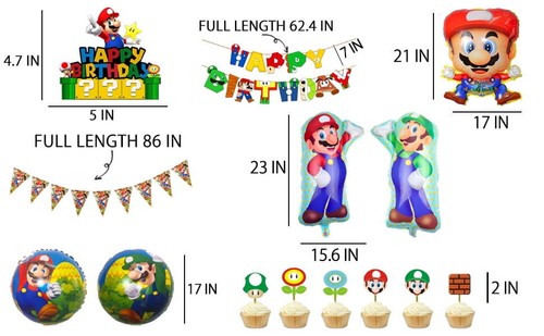 Suministros para fiestas de Super Mario: 44 piezas de de decoraciones de cumpleaños - Bild 3 von 11