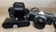 Olympus OM-1 MD Chrome 35mm Film SLR c/w F.Zuiko Auto-S 50mm f/1.8 STD Lens Kit