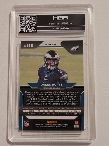 2020 Panini Chronicles Prizm Black #PB-19 Jalen Hurts RC Silver refractor HGA 9 - Bild 3 von 4