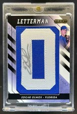 2008 Razor Baseball Edgar Olmos Letterman Letter 0 Patch Auto #EO-O2